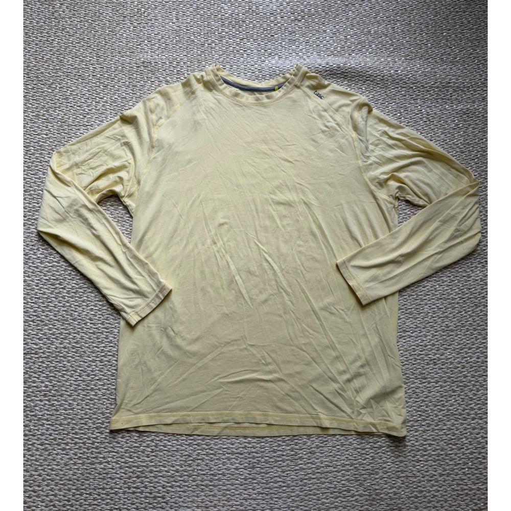 Tasc Performance Mens XL Bamboo Long Sleeve Crewneck Shirt Yellow Athletic Top